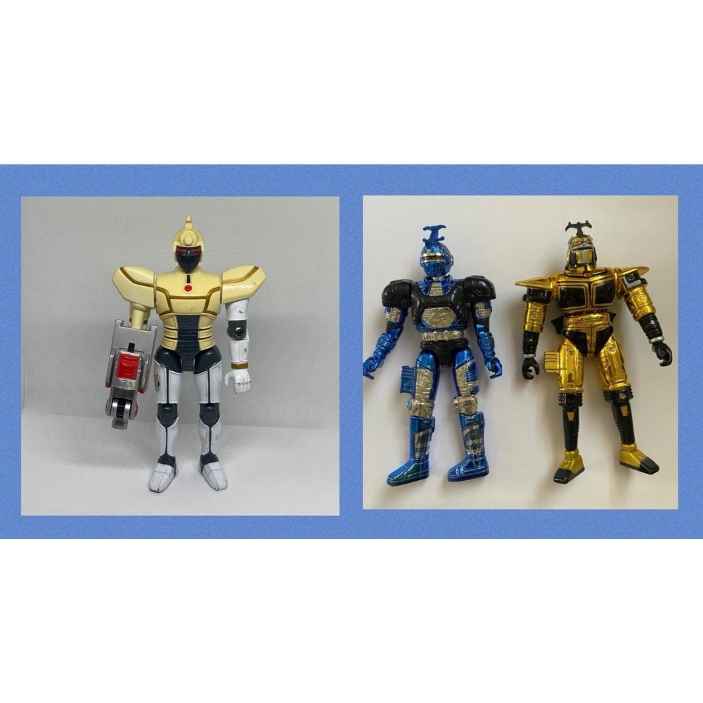 Vintage Bandai Beetleborg Beetleborgs Lot 3 Figures Metallic Gold Blue White